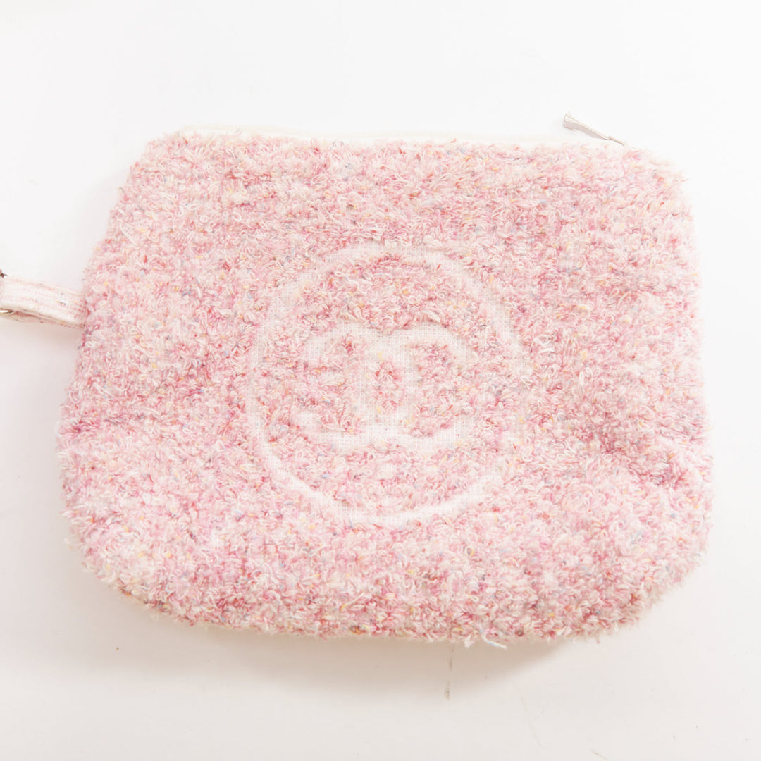 CHANEL Cruise Line pink cotton towelling CC big beach tote bag
