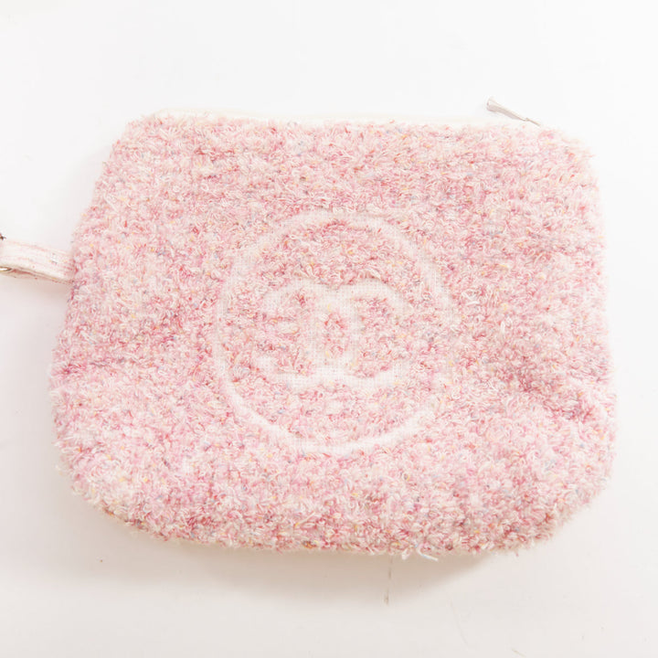 CHANEL Cruise Line pink cotton towelling CC big beach tote bag