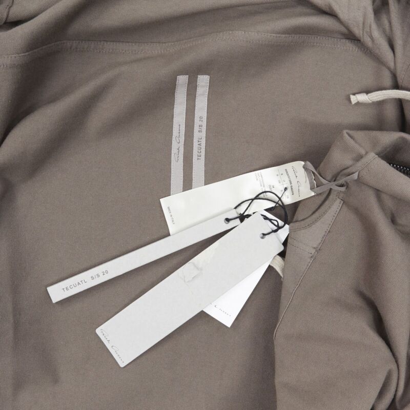 RICK OWENS 2020 Tecualt dust grey zip front UFW print back long hoodie S