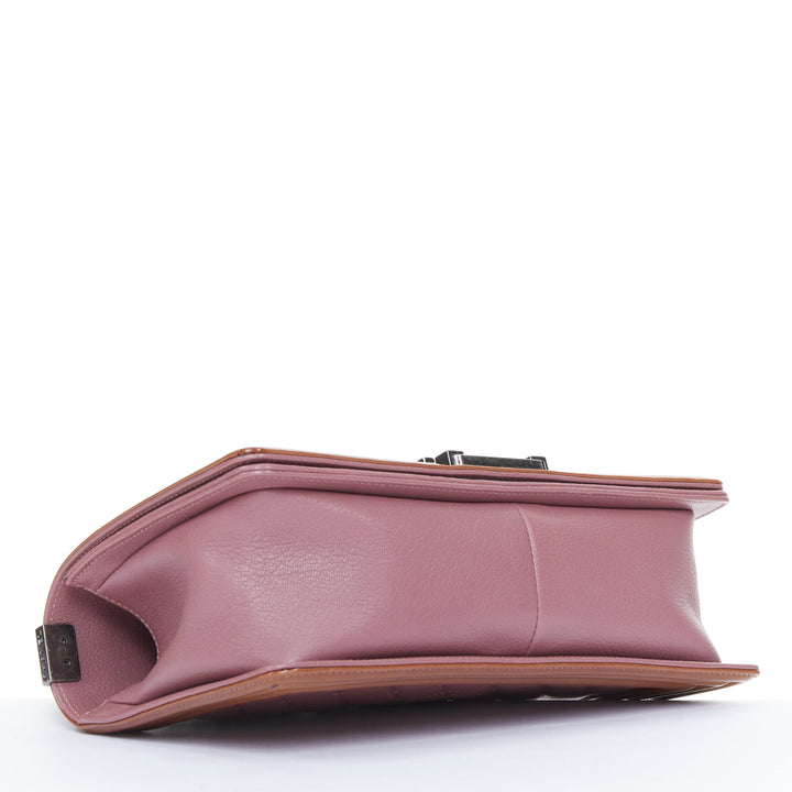 CHANEL Duo Boy Flap pink lambskin beige patent leather small shoulder bag