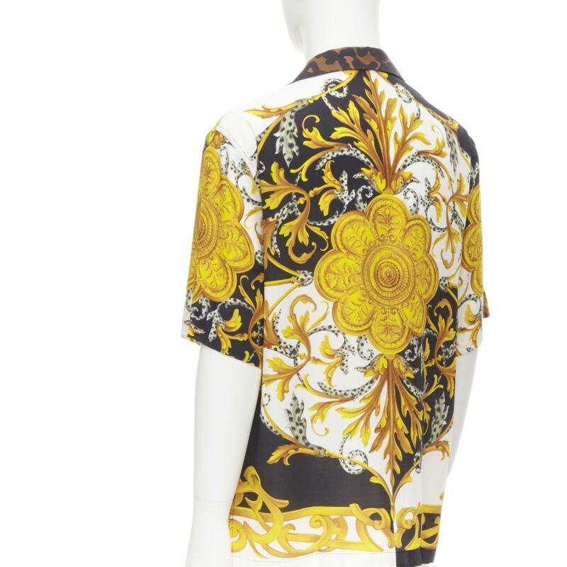 VERSACE Rose Floral Barocco Acanthus print short sleeve shirt EU39 M