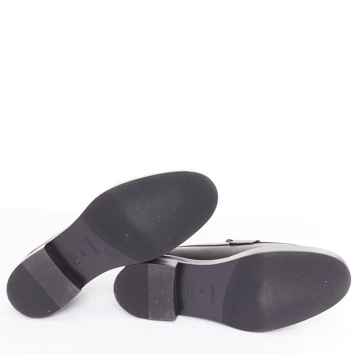 HERMES 2023 Hot Loafer black calfskin palladium Kelly buckle shoes EU38.5