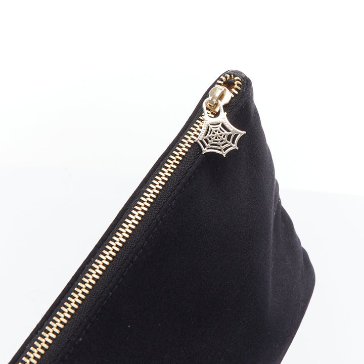 CHARLOTTE OLYMPIA black satin surrealist blue eye embroidery pouch bag