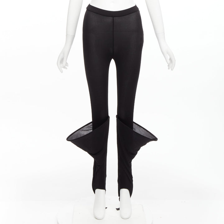 LOEWE Runway Hoop black 3D cuff semi sheer stirred up legging pants FR36 S