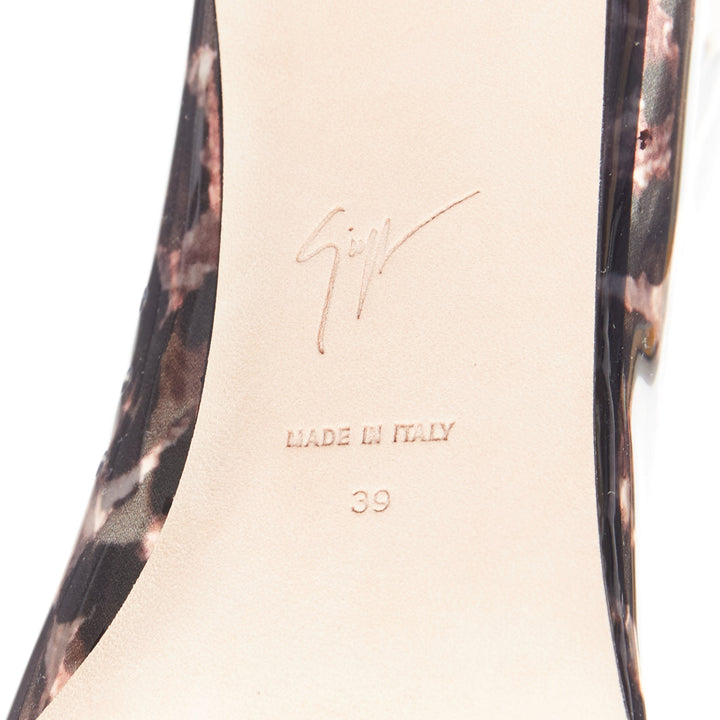 GIUSEPPE ZANOTTI Violaine Ankle blue embossed leopard PVC boots EU39