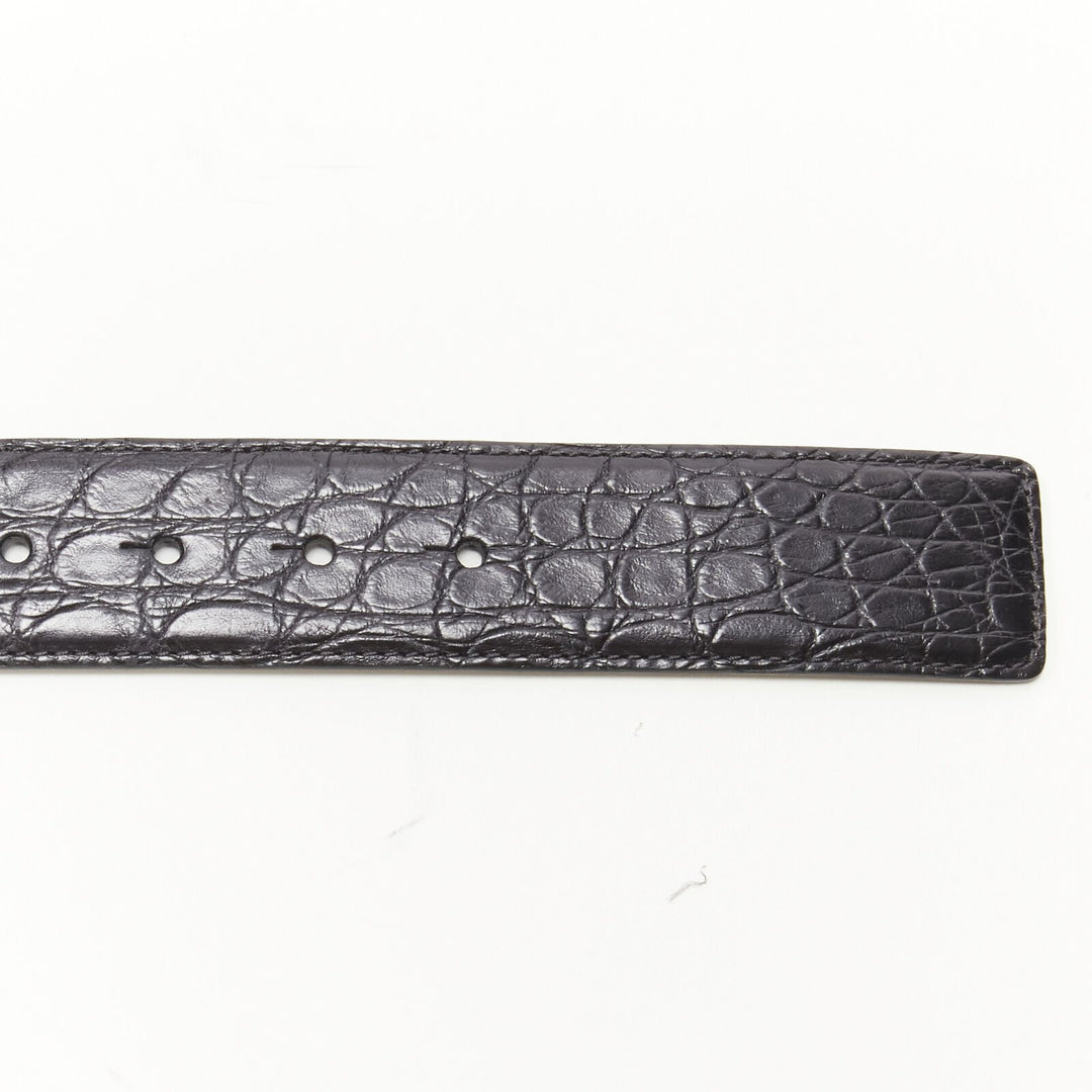 VERSACE $1200 La Medusa gold buckle black scaled leather belt 100cm 38-42"