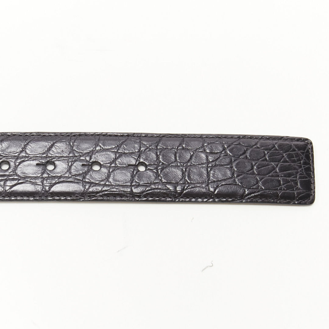 VERSACE $1200 La Medusa gold buckle black scaled leather belt 105cm 40-44"