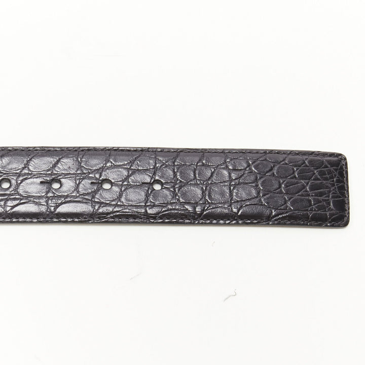 VERSACE $1200 La Medusa gold buckle black scaled leather belt 105cm 40-44"