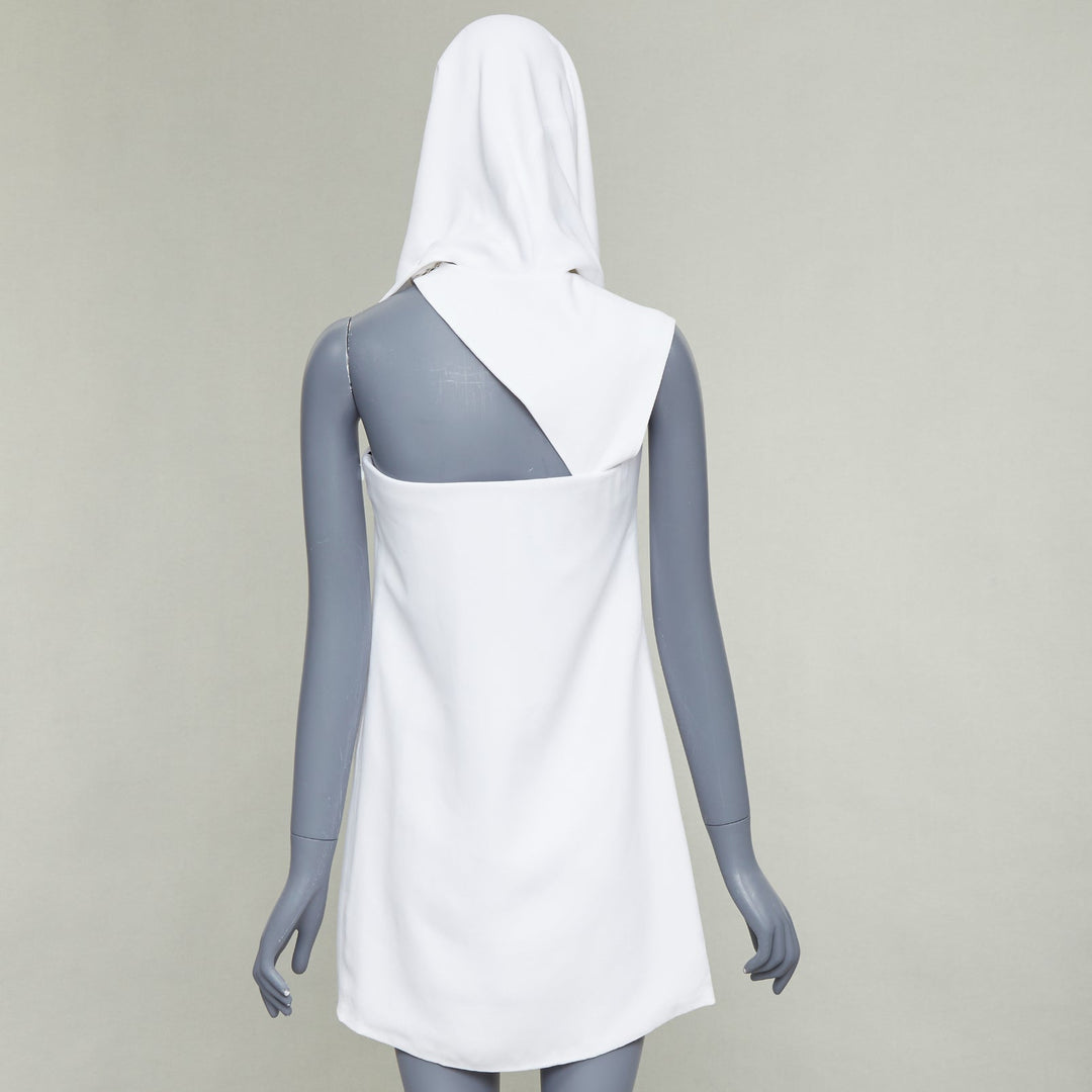 FERRAGAMO Maximilian Davis 2023 Runway Bridal white hood crepe mini dress IT40 S