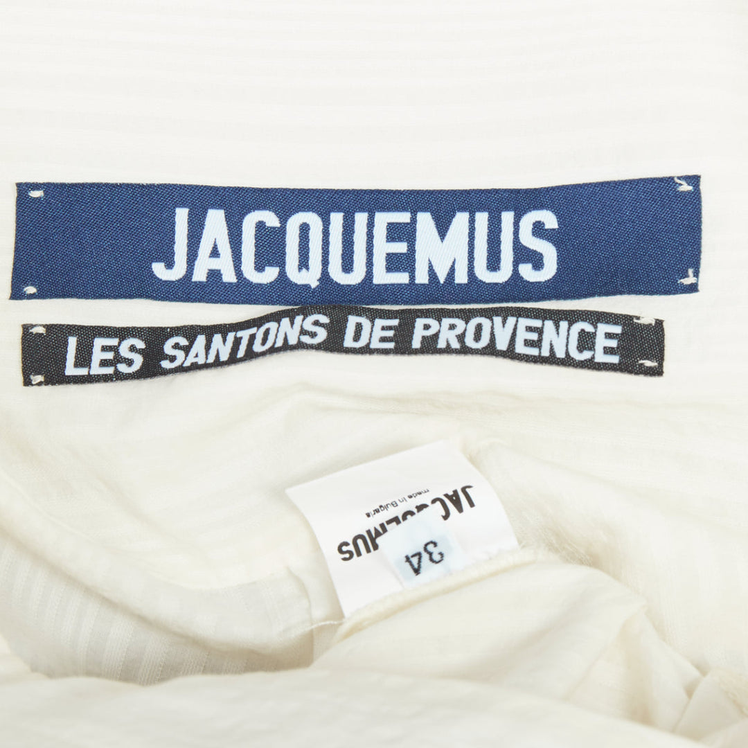 JACQUEMUS Les Robe Santon cream cotton puff sleeve mini dress FR34 XS