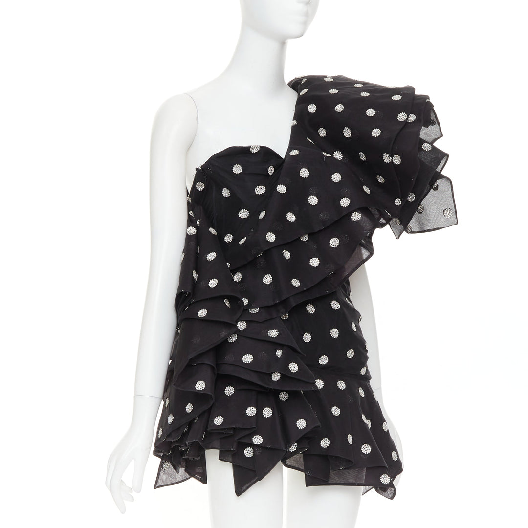 ALEXANDRE VAUTHIER COUTURE SS2019 Runway crystal polka dot ruffle shoulder dress