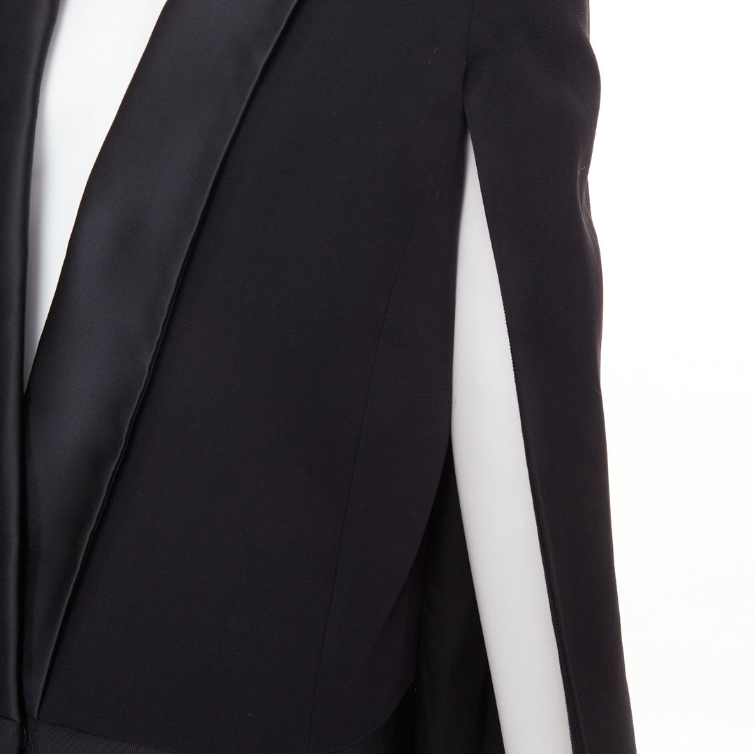 VICTORIA BECKHAM No.13 Runway black silk wool blend cape jacket UK8 S