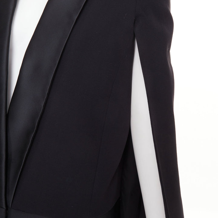 VICTORIA BECKHAM No.13 Runway black silk wool blend cape jacket UK8 S