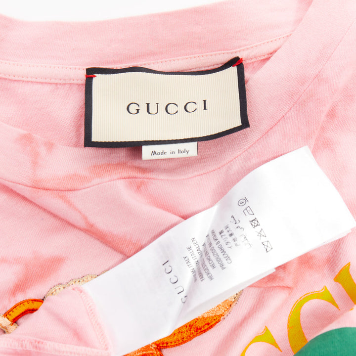 GUCCI 2017 pink tie-dye embroidered Koi fish oversized  t-shirt S
