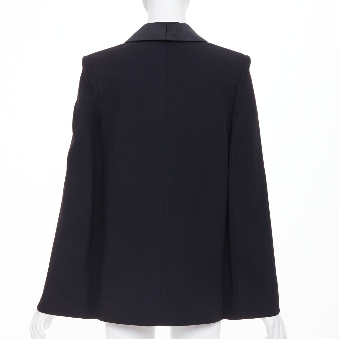 VICTORIA BECKHAM No.13 Runway black silk wool blend cape jacket UK8 S