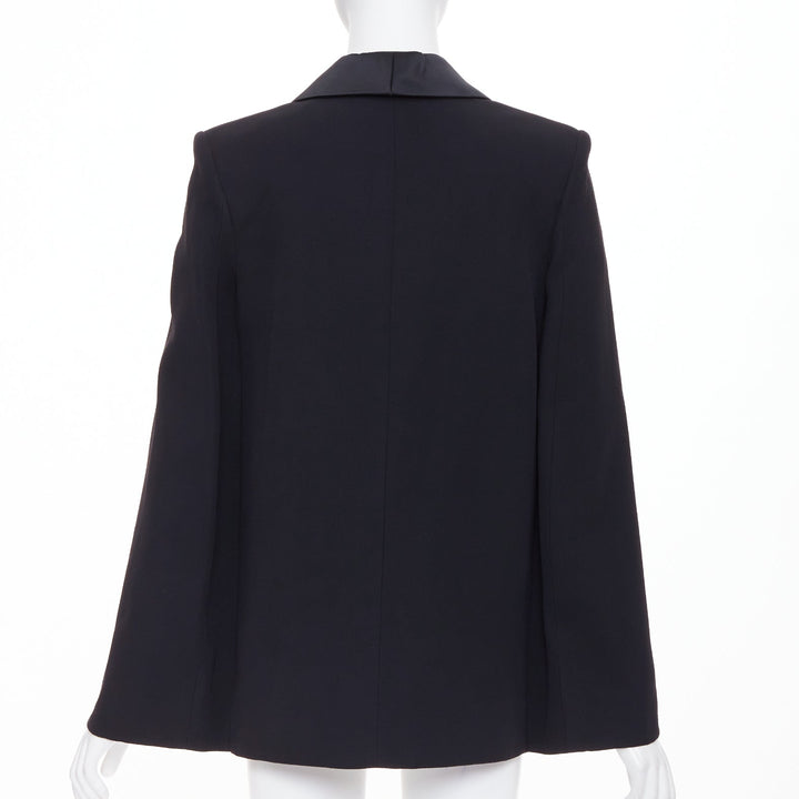 VICTORIA BECKHAM No.13 Runway black silk wool blend cape jacket UK8 S