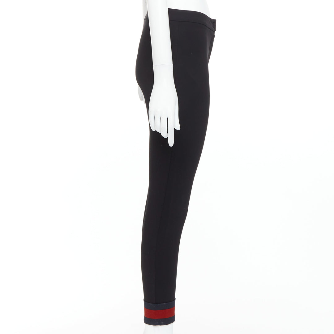 GUCCI black viscose blend red web cuff tapered pants S