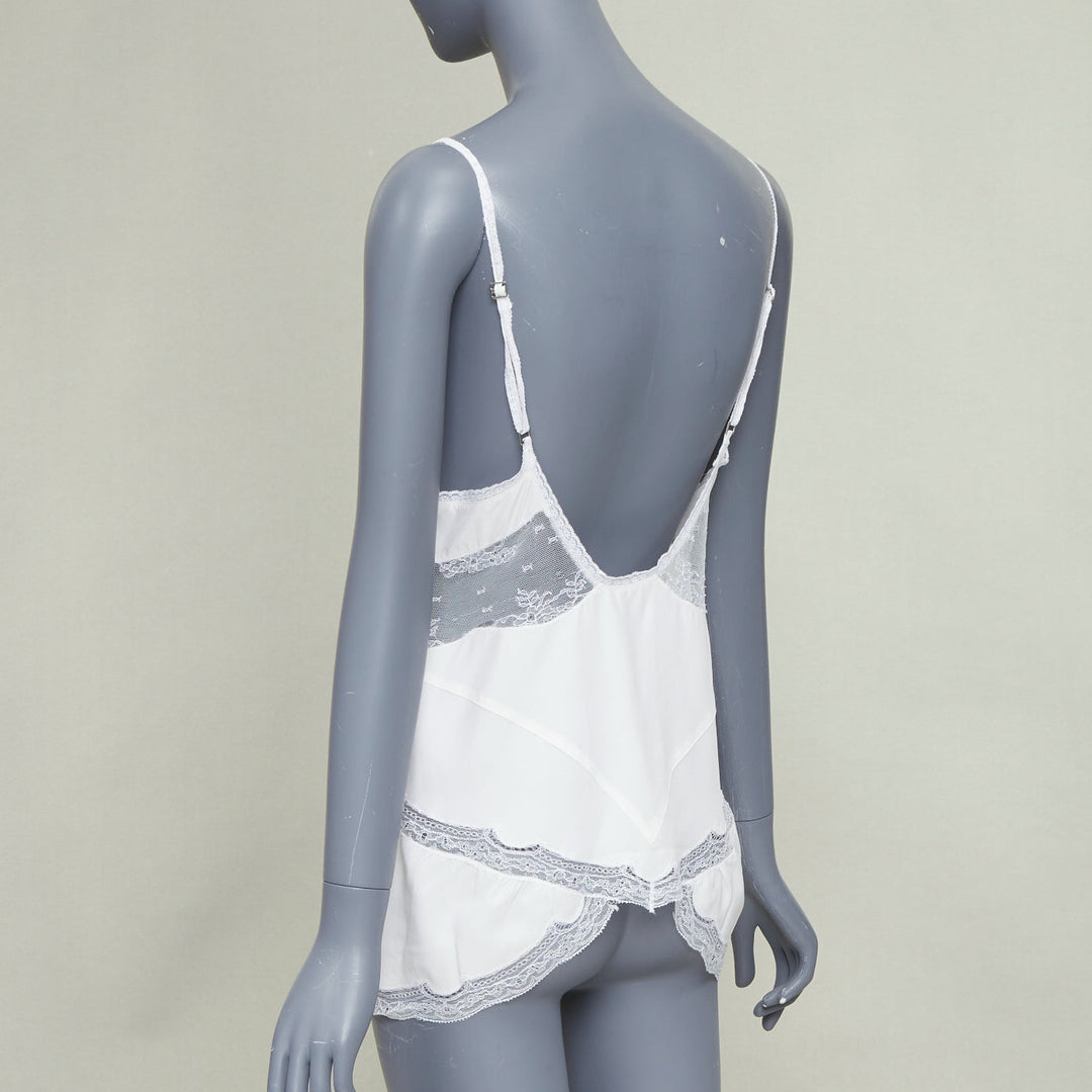 STELLA MCCARTNEY Vintage 2004 cream silk crepe lace panel cami tank top Sz.1 XS