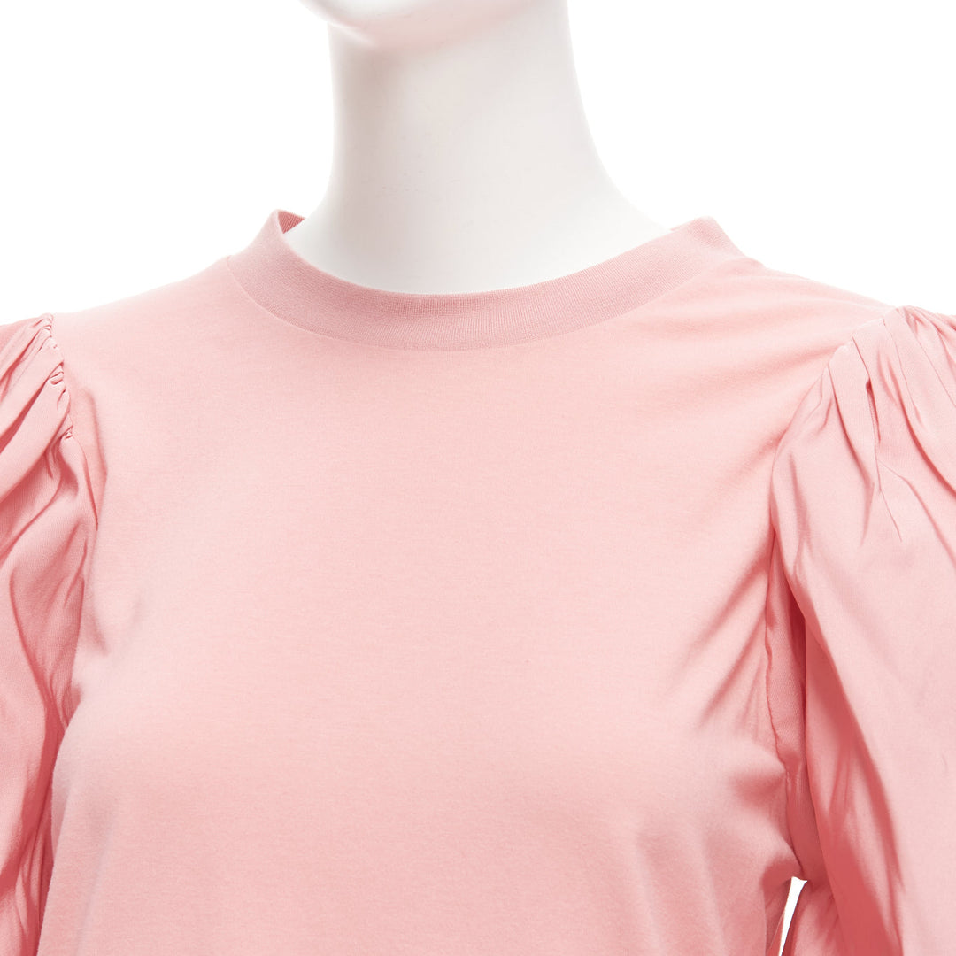 ALEXANDER MCQUEEN rose pink dramatic puff sleeve cotton tshirt IT38 XS