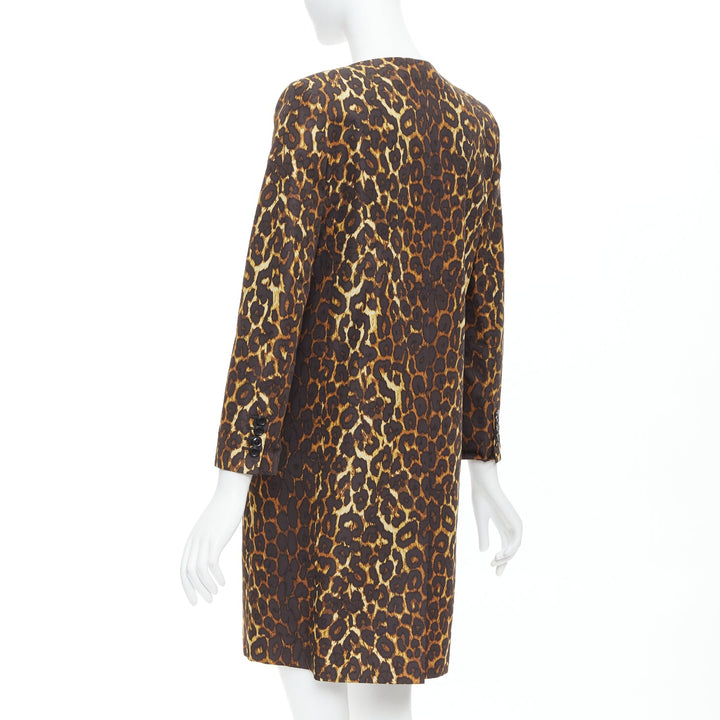 TOGA PULLA brown leopard animal print padded shoulder coat JP1 S