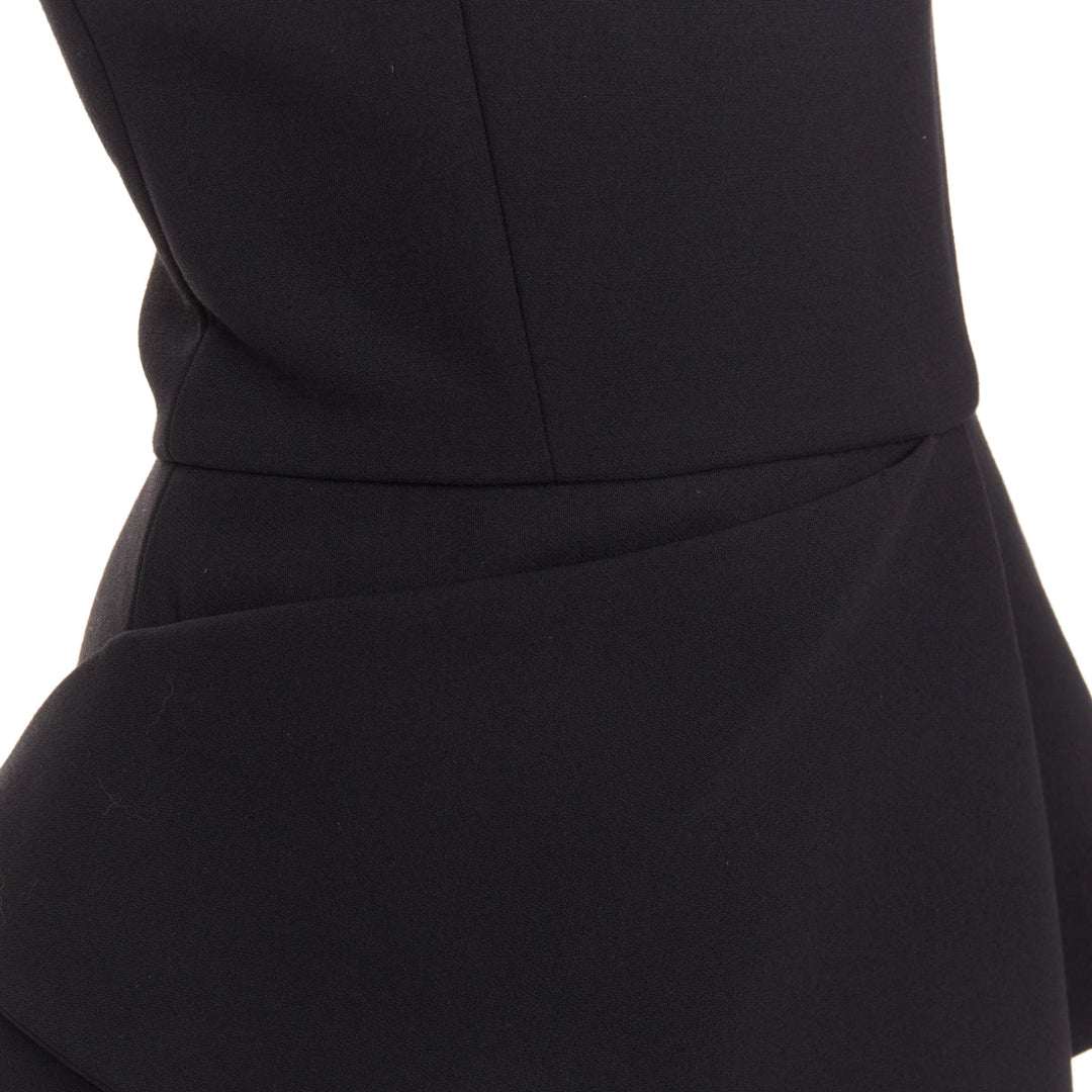 ALEXANDRE VAUTHIER black wool crepe asymmetric peplum ruffle dress