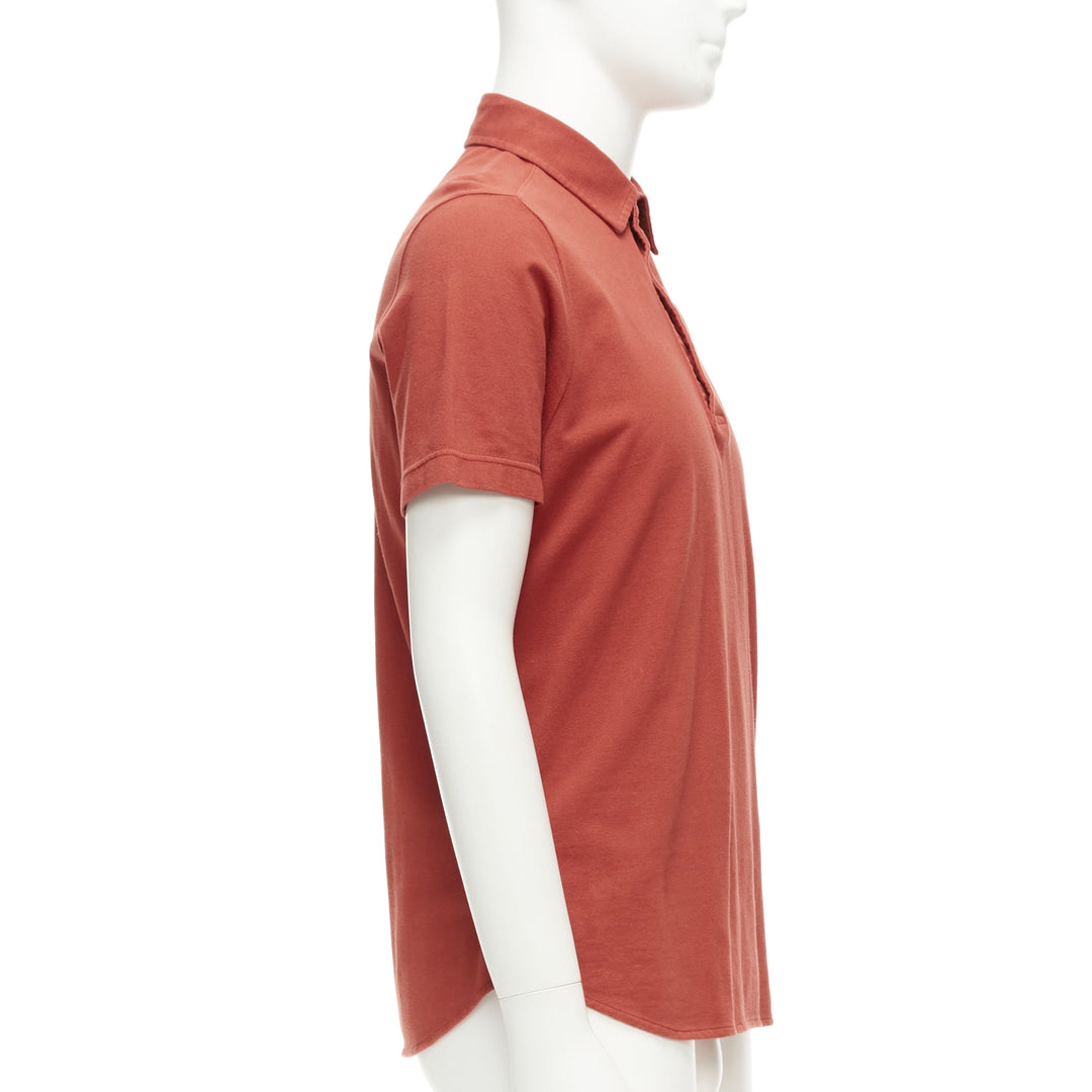 LORO PIANA 100% cotton brick red 3 buttons collared polo shirt S