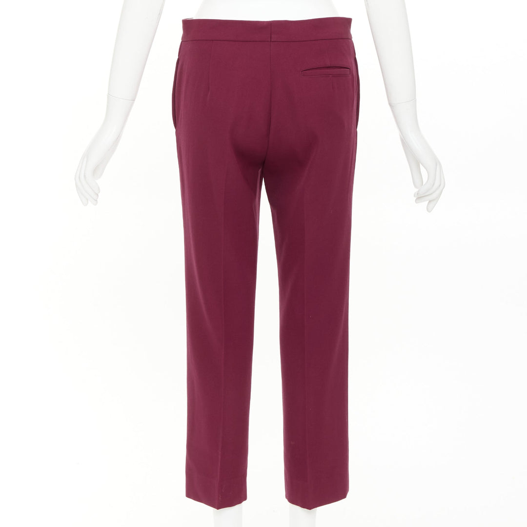 OLD CELINE Phoebe Philo burgundy wool cotton trim cropped dress trousers FR36 S
