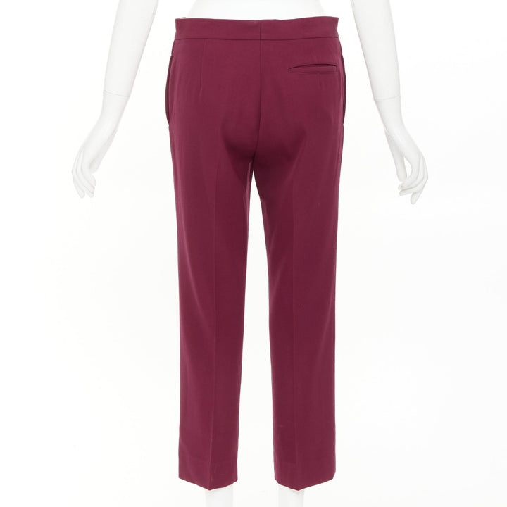 OLD CELINE Phoebe Philo burgundy wool cotton trim cropped dress trousers FR36 S