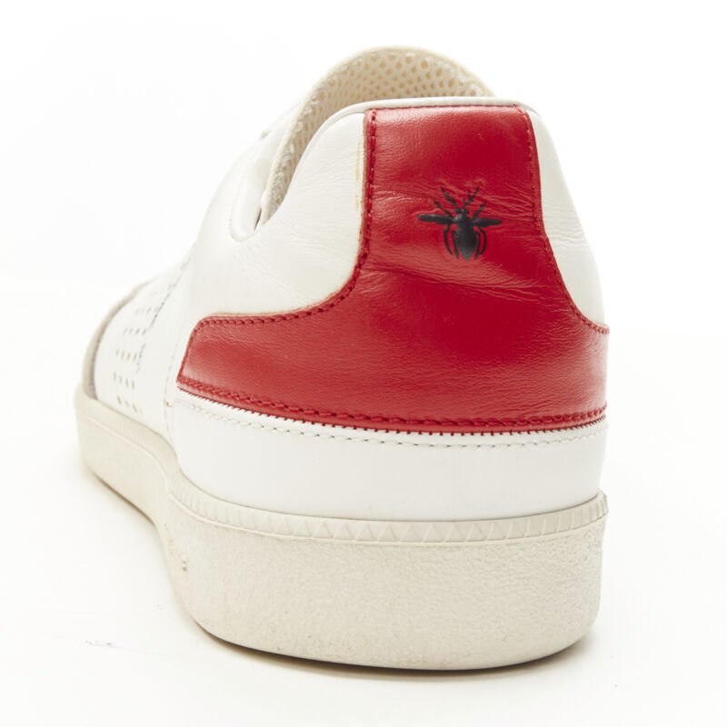 DIOR HOMME B01 white red Bee laether suede trim  trainer sneaker EU38