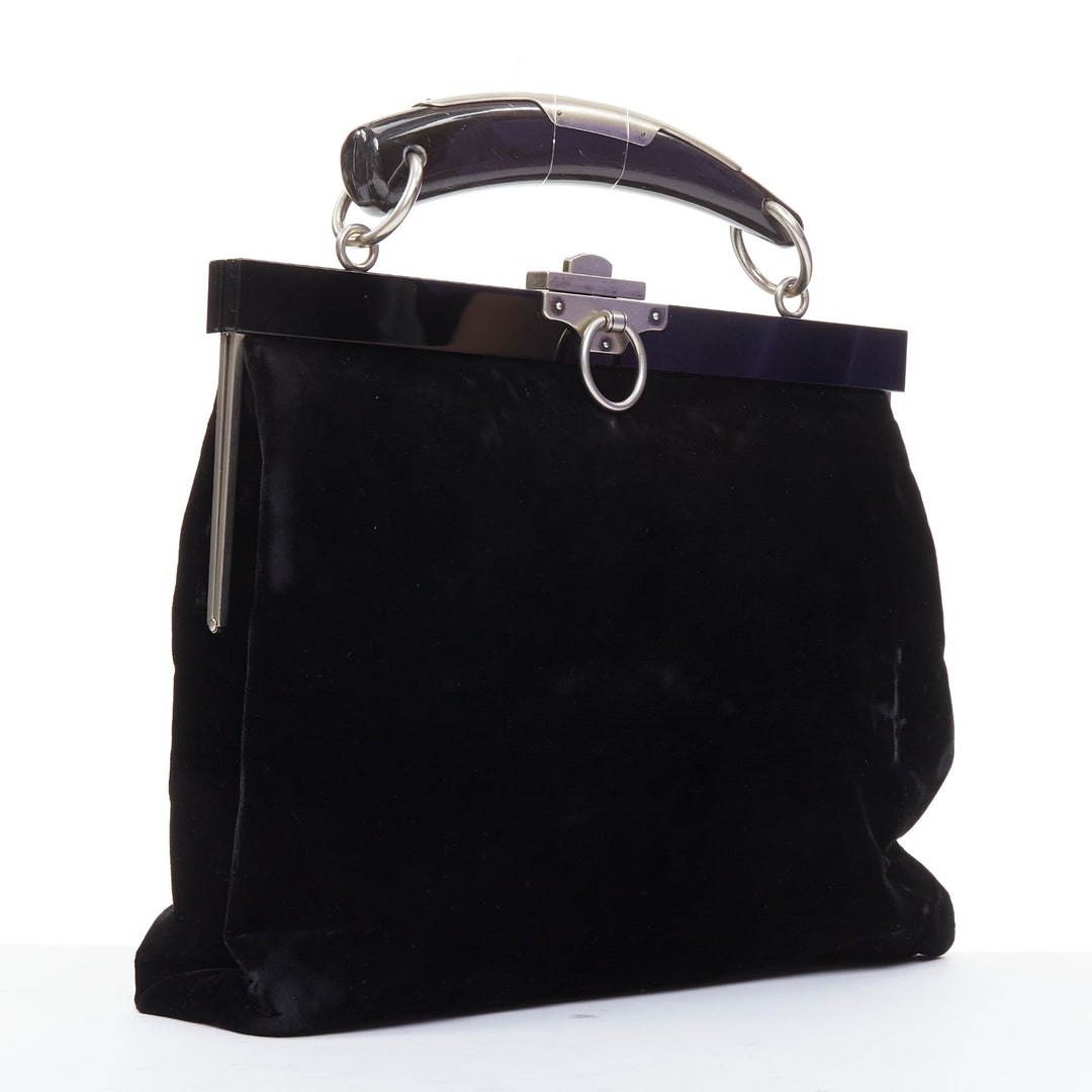 rare YVES SAINT LAURENT Tom Ford Mombasa lucite horn handle velvet evening bag