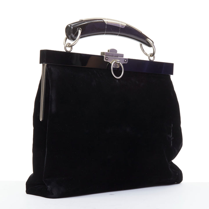 rare YVES SAINT LAURENT Tom Ford Mombasa lucite horn handle velvet evening bag