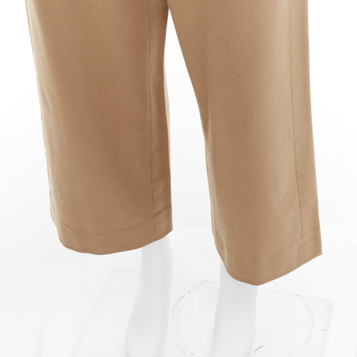 MAX MARA ' camel virgin wool blend drawstring waist wide leg cropped pants 32"
