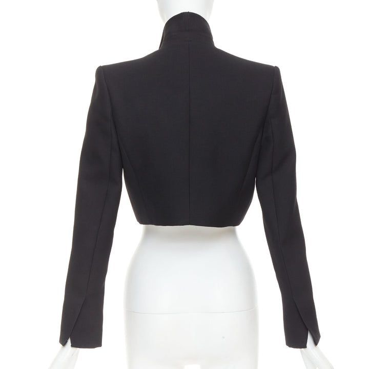ALEXANDRE VAUTHIER COUTURE black stand peak lapel cropped tuxedo blazer jacket