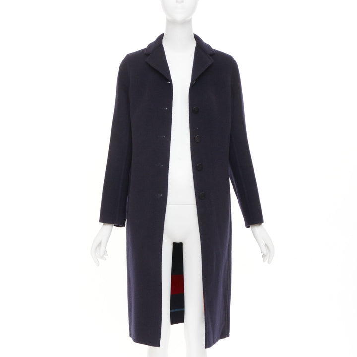 HERMES solid black double face pure cashmere single breasted outerwear FR34 XS