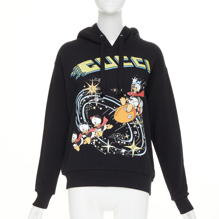 GUCCI DISNEY 2021 Runway Flash Space embroidered Donald Duck fleece hoodie XXXS