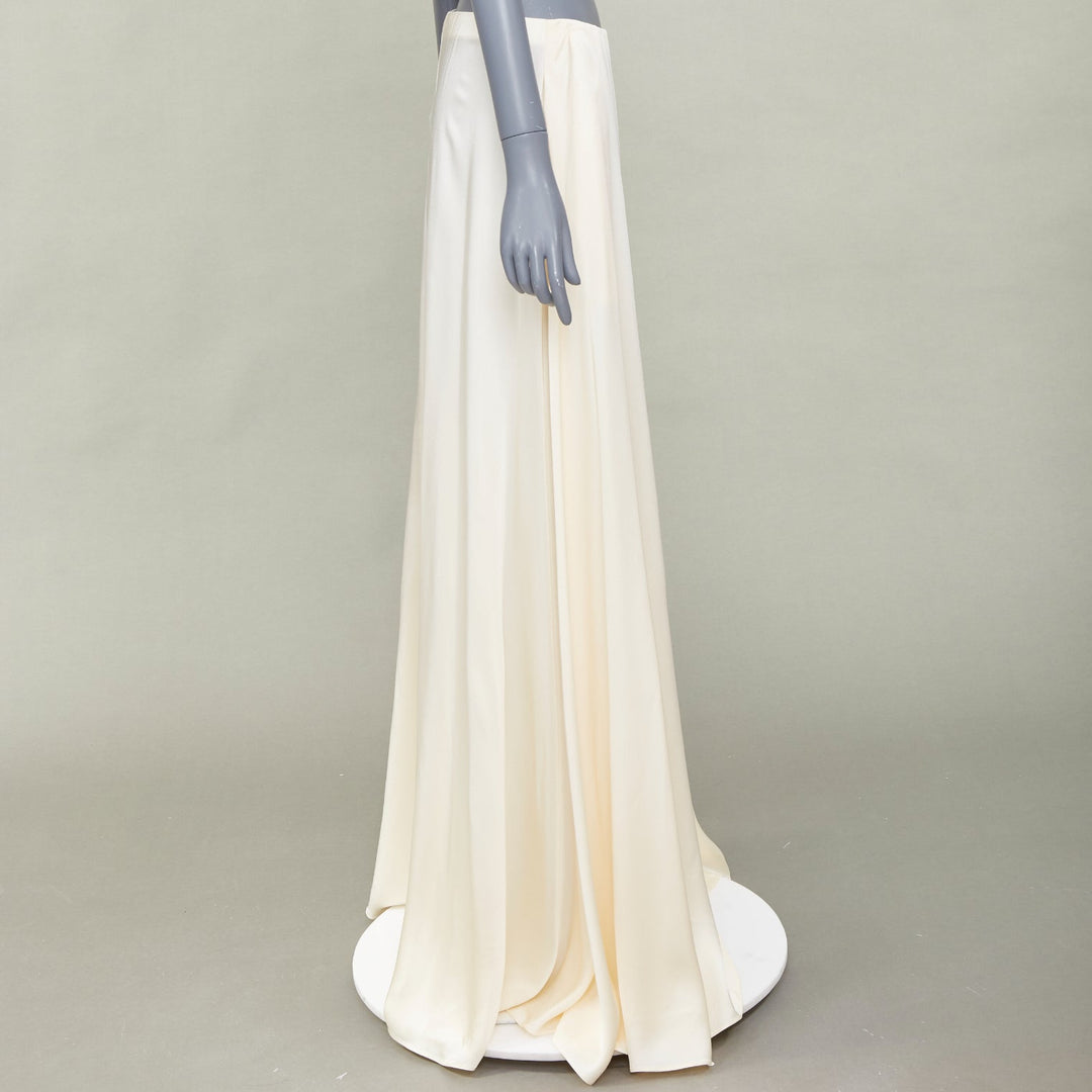 ROSETTA GETTY cream fluid satin woven palazzo utility wide leg pants US8 L