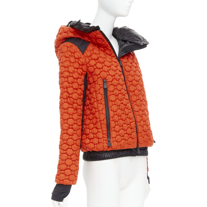 MONCLER Grenoble Soubeyran orange wool texture quilted down ski jacket Sz1 S
