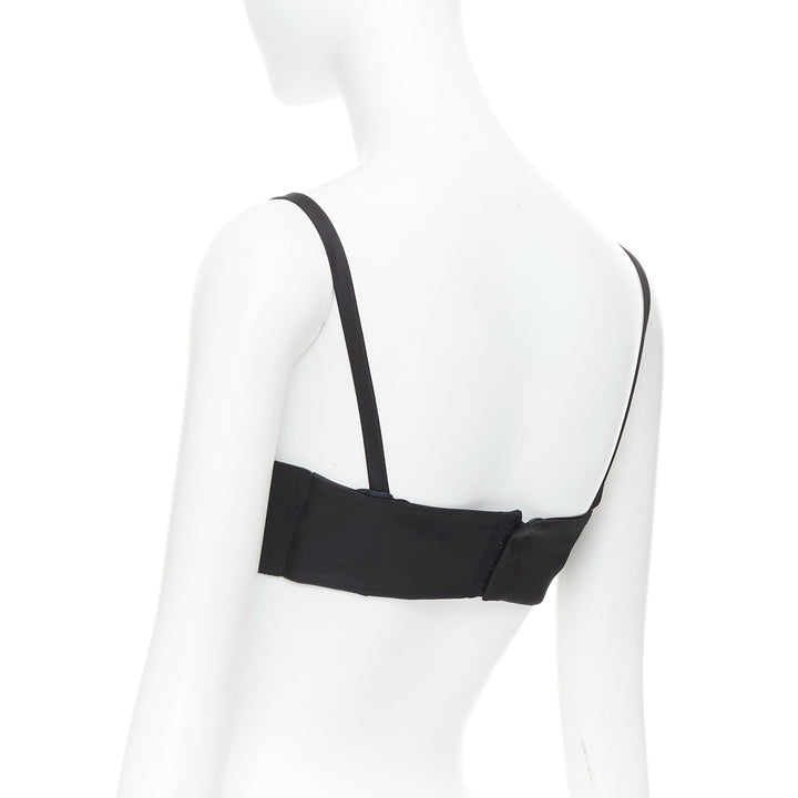PRADA Re-Nylon black triangle logo cut out contour crop top bralette IT36 XS