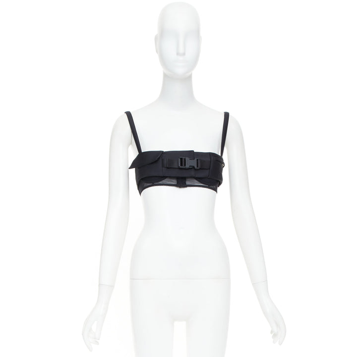 MIU MIU 2023 Runway Radzimir utility buckle pocket bralette top black IT38 XS