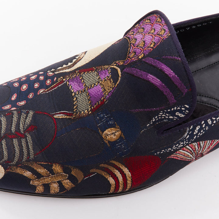 SALVATORE FERRAGAMO Blondie shoe pattern jacquard flat loafers UK7.5 EU41.5