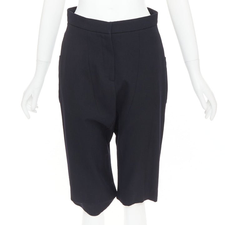 MARNI black 100% virgin wool drop crotch harem knee shorts IT38 XS