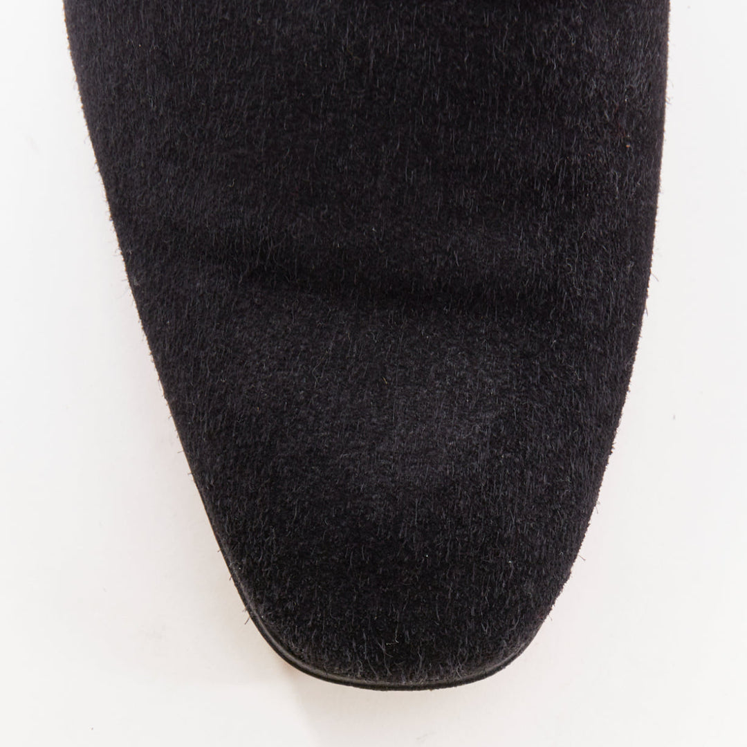 CHRISTIAN LOUBOUTIN Dandelion black suede classic minimal slip on loafers EU39.5