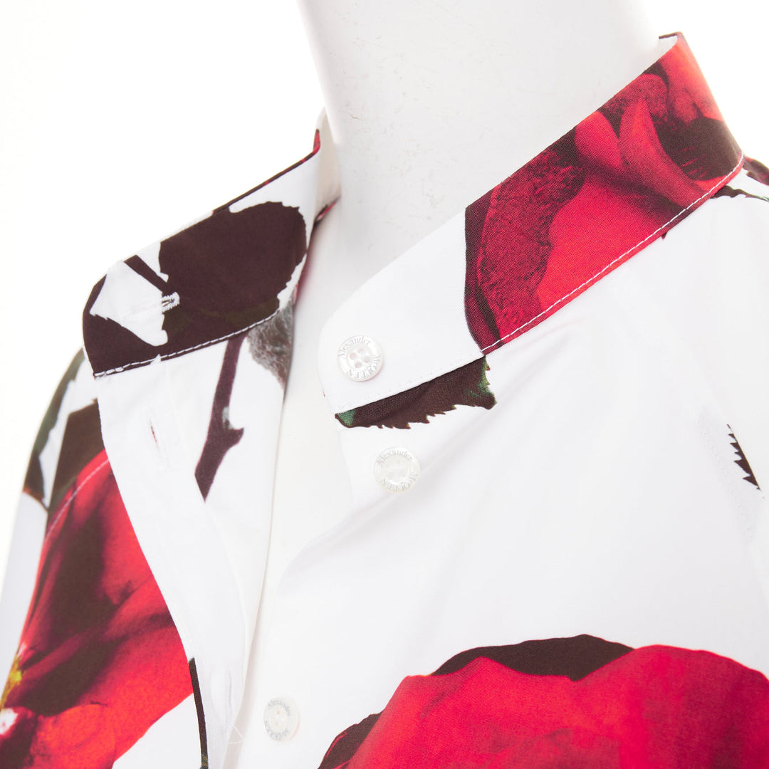 ALEXANDER MCQUEEN 2023 Tudor Rose Butterfly white balloon sleeve dress IT38 XS