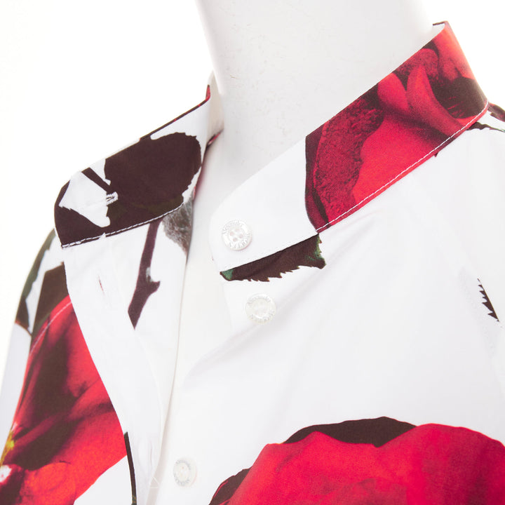 ALEXANDER MCQUEEN 2023 Tudor Rose Butterfly white balloon sleeve dress IT38 XS