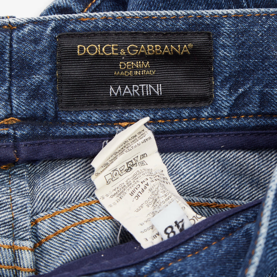 DOLCE GABBANA Martini mid blue distressed cotton denim jeans IT48 M