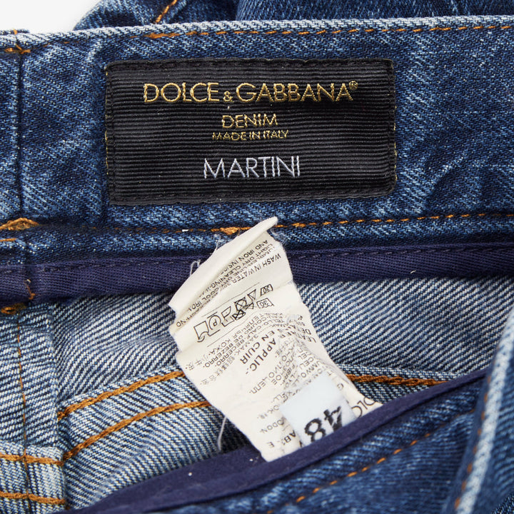 DOLCE GABBANA Martini mid blue distressed cotton denim jeans IT48 M
