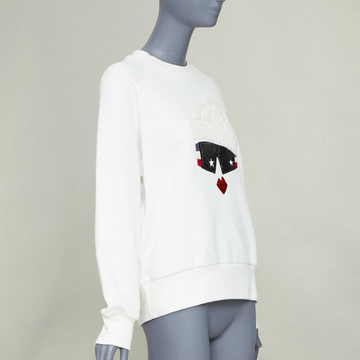 MONCLER GRENOBLE Maglia Girocollo white padded face ski goggle sweatshirt S