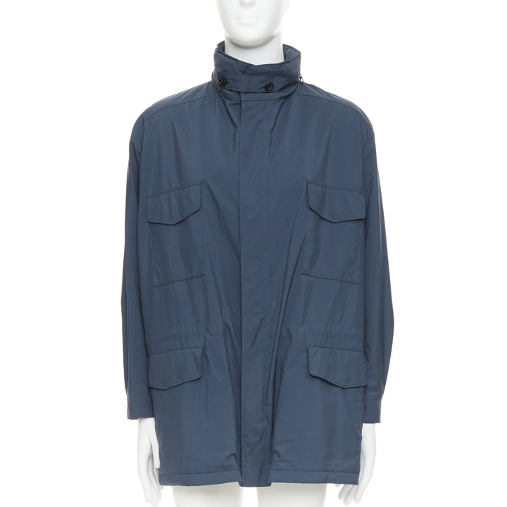 LORO PIANA Traveller navy windtech light 100% cashmere lined coat IT58 4XL