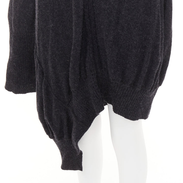 Y'S YOHJI YAMAMOTO grey wool button up asymmetric turtleneck sweater dress JP3 L