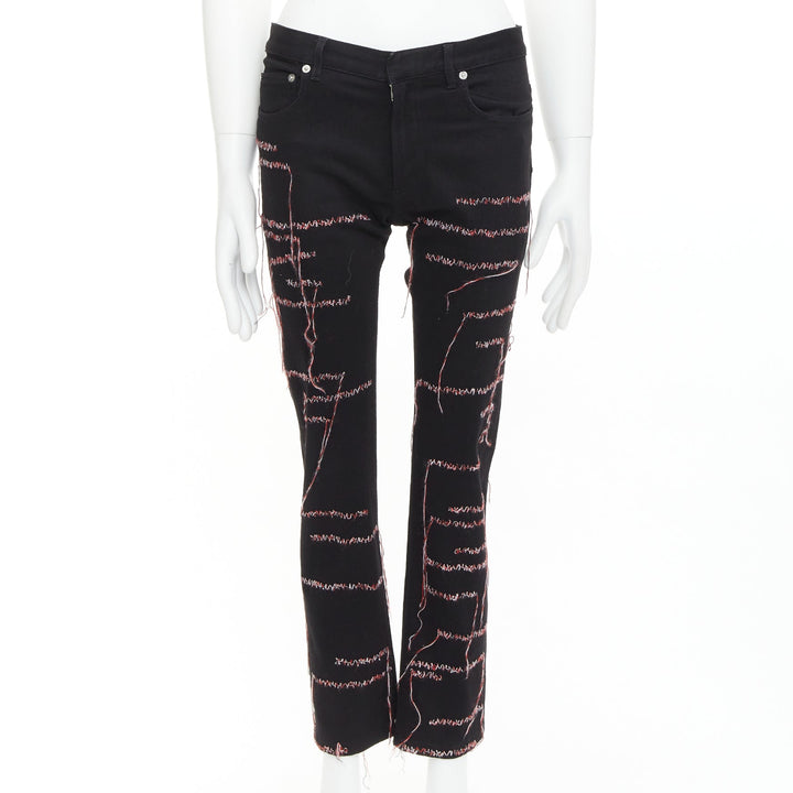 DIOR HOMME 2016 Runway black red white stitch cropped jeans 30" Lil Uzi Vert